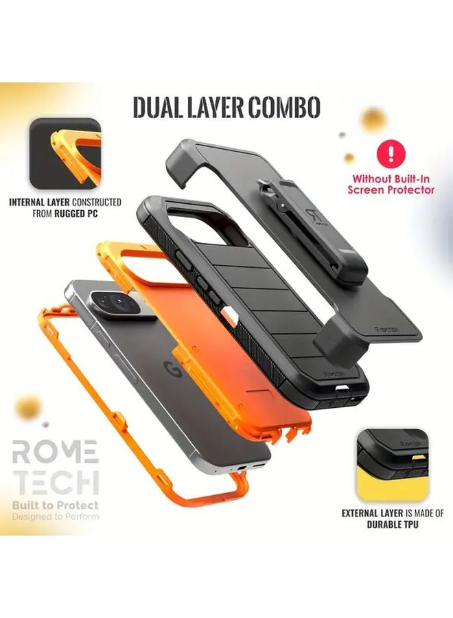 Black Defender Case For Google Pixel 9 4 Layer Drop Shock Dust Proof Protection - Image 3